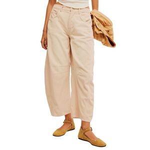 We the Free Good Luck Mid Rise Corduroy Barrel Jeans - Crystal Grey